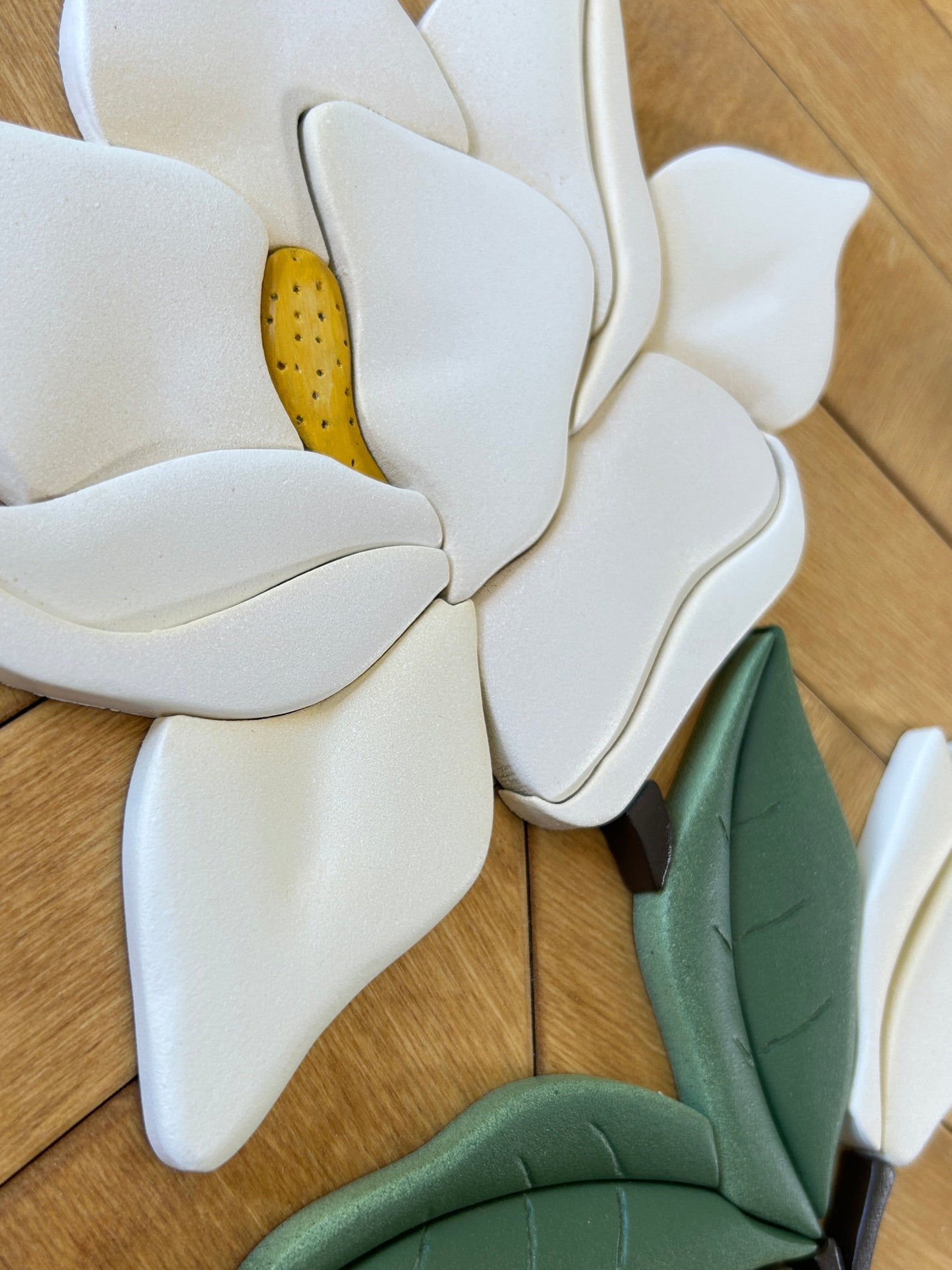 3D Southern Magnolia Sign, Shaped Wooden Magnolia Decor, Handmade Framed Flower Art