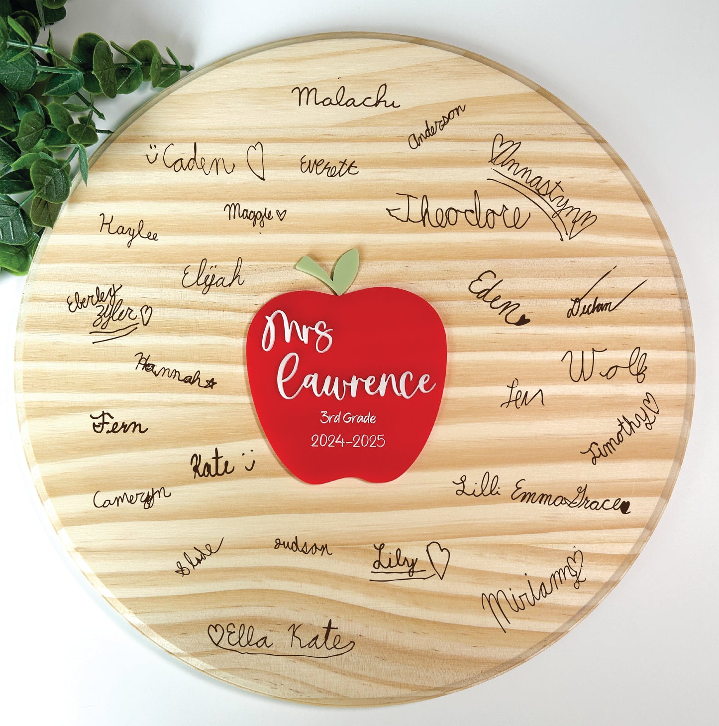 End of Year Teacher Gift, Engraved Student Signatures on Teacher Sign