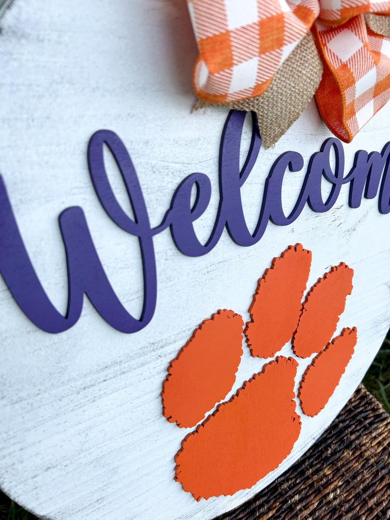 Clemson Style Wood Door Wreath