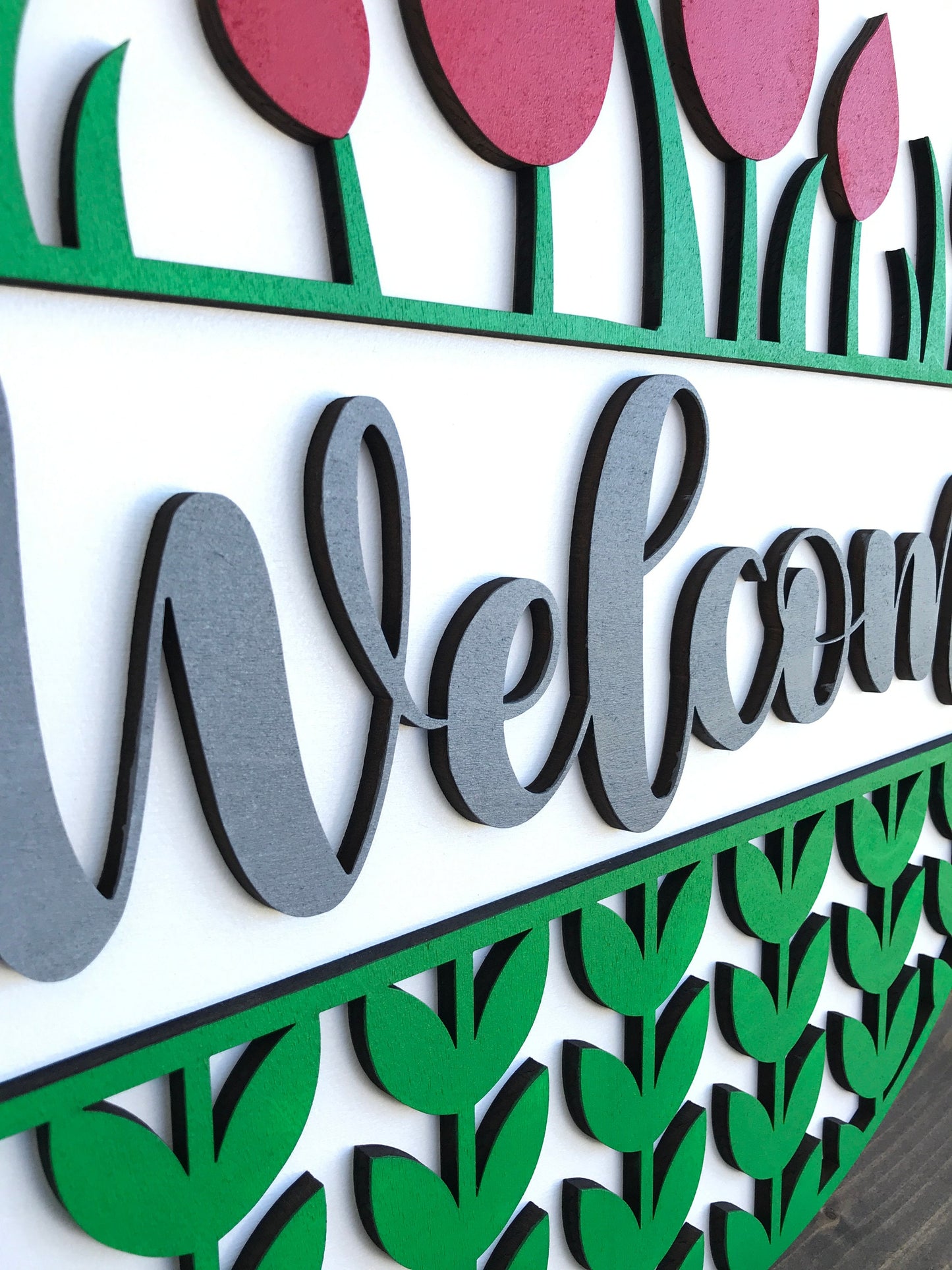 Tulip Flowers Spring Door Hanger, Custom Colors