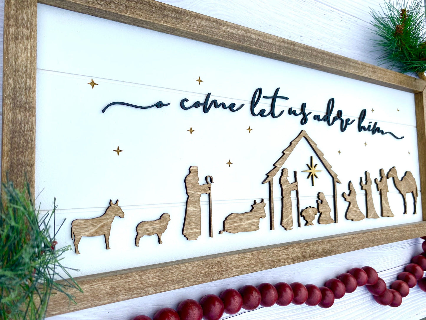 Nativity Scene Wood Sign