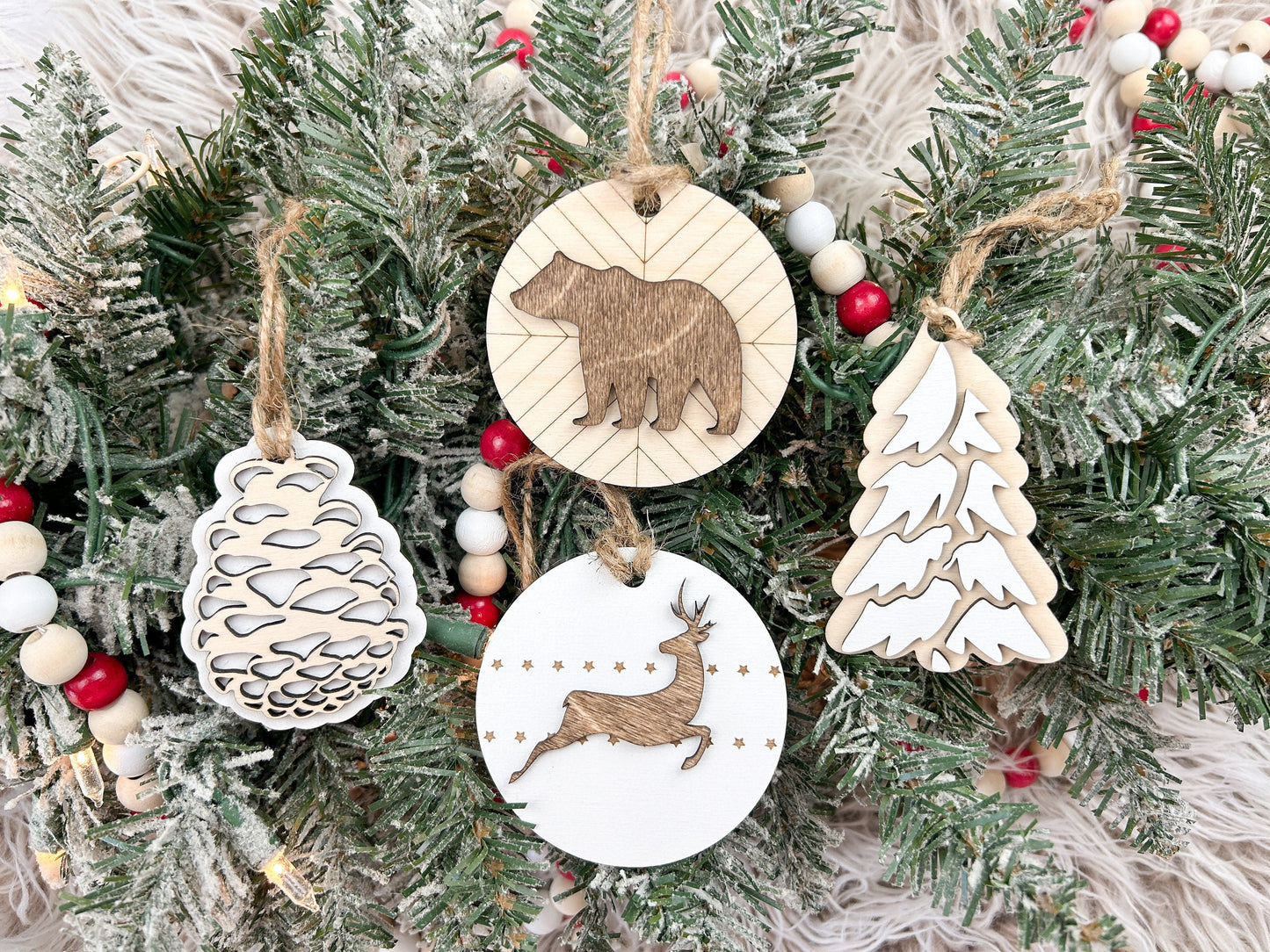 Wooden, Nature Christmas Ornaments