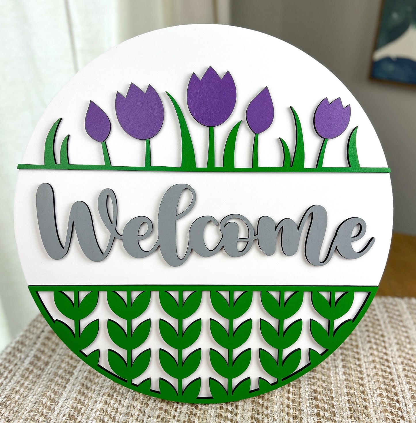 Tulip Flowers Spring Door Hanger, Custom Colors