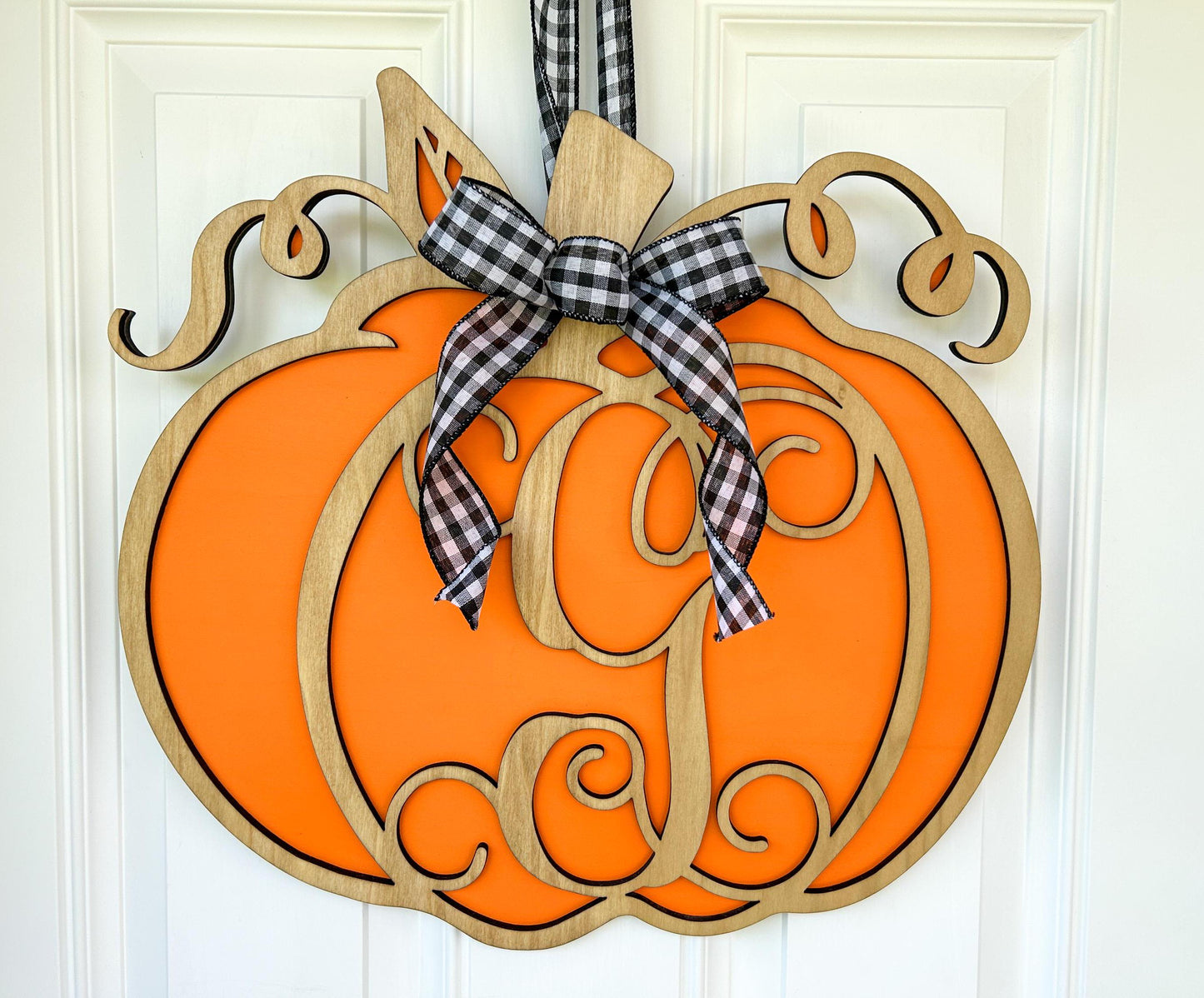 Pumpkin Sign with Last Name Initial
