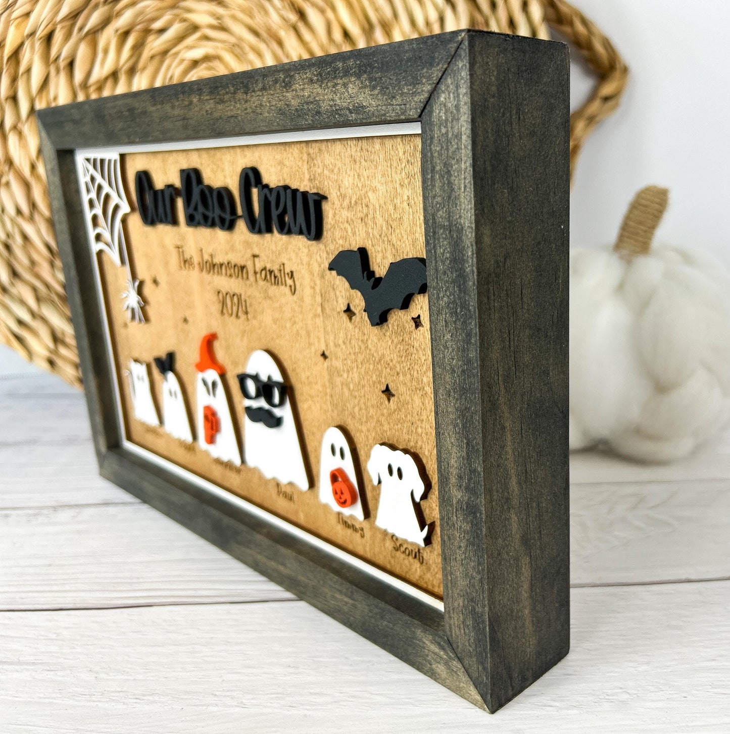 Personalized Ghost Family Sign, Our Boo Crew Cute Halloween Decor