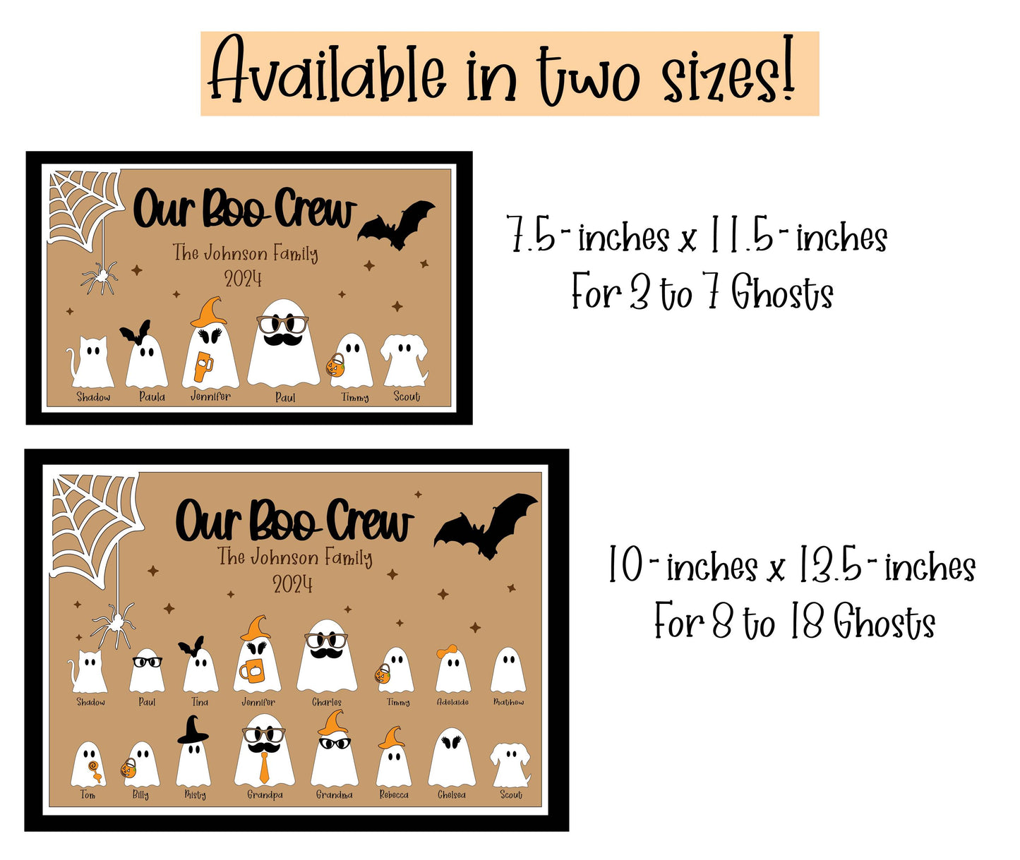 Personalized Ghost Family Sign, Our Boo Crew Cute Halloween Decor