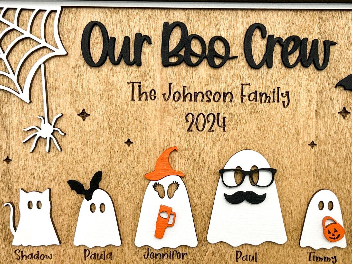 Personalized Ghost Family Sign, Our Boo Crew Cute Halloween Decor