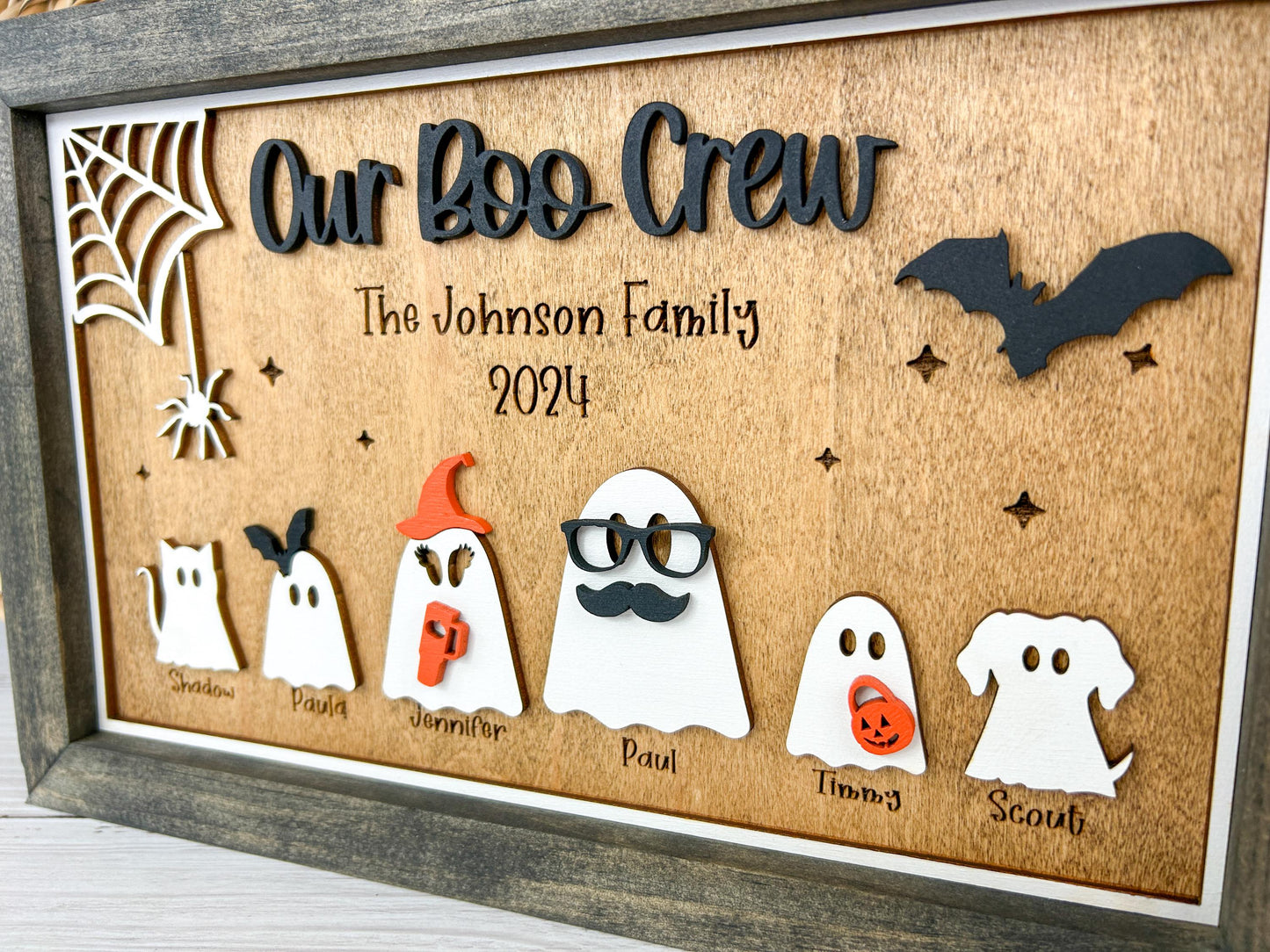 Personalized Ghost Family Sign, Our Boo Crew Cute Halloween Decor