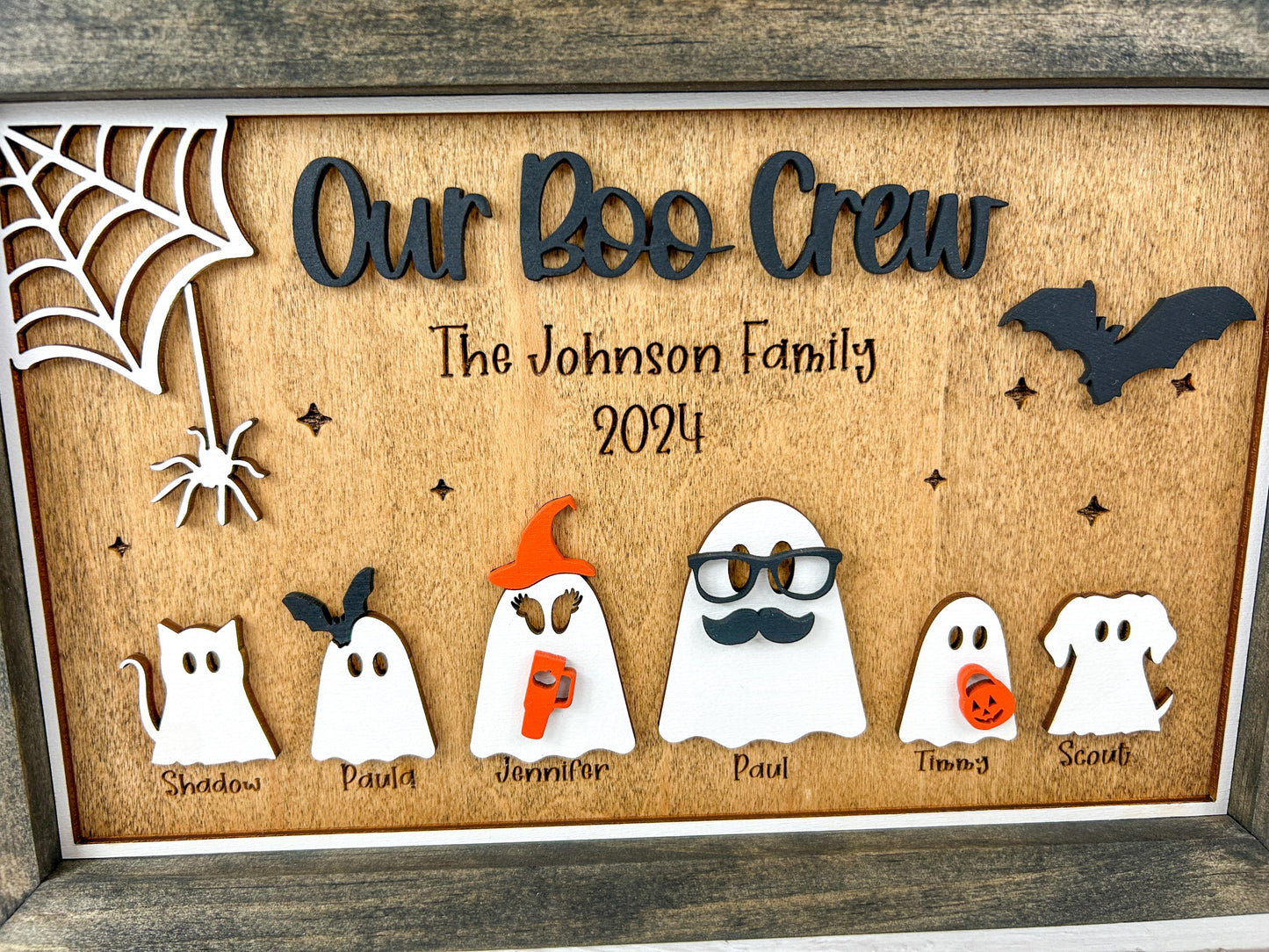 Personalized Ghost Family Sign, Our Boo Crew Cute Halloween Decor