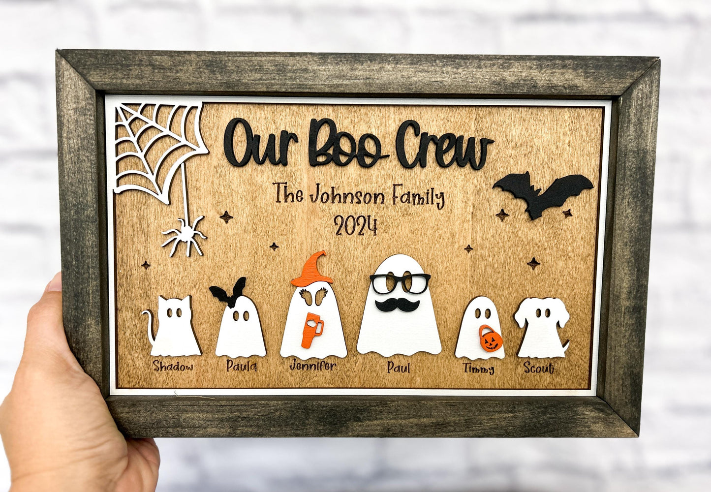 Personalized Ghost Family Sign, Our Boo Crew Cute Halloween Decor