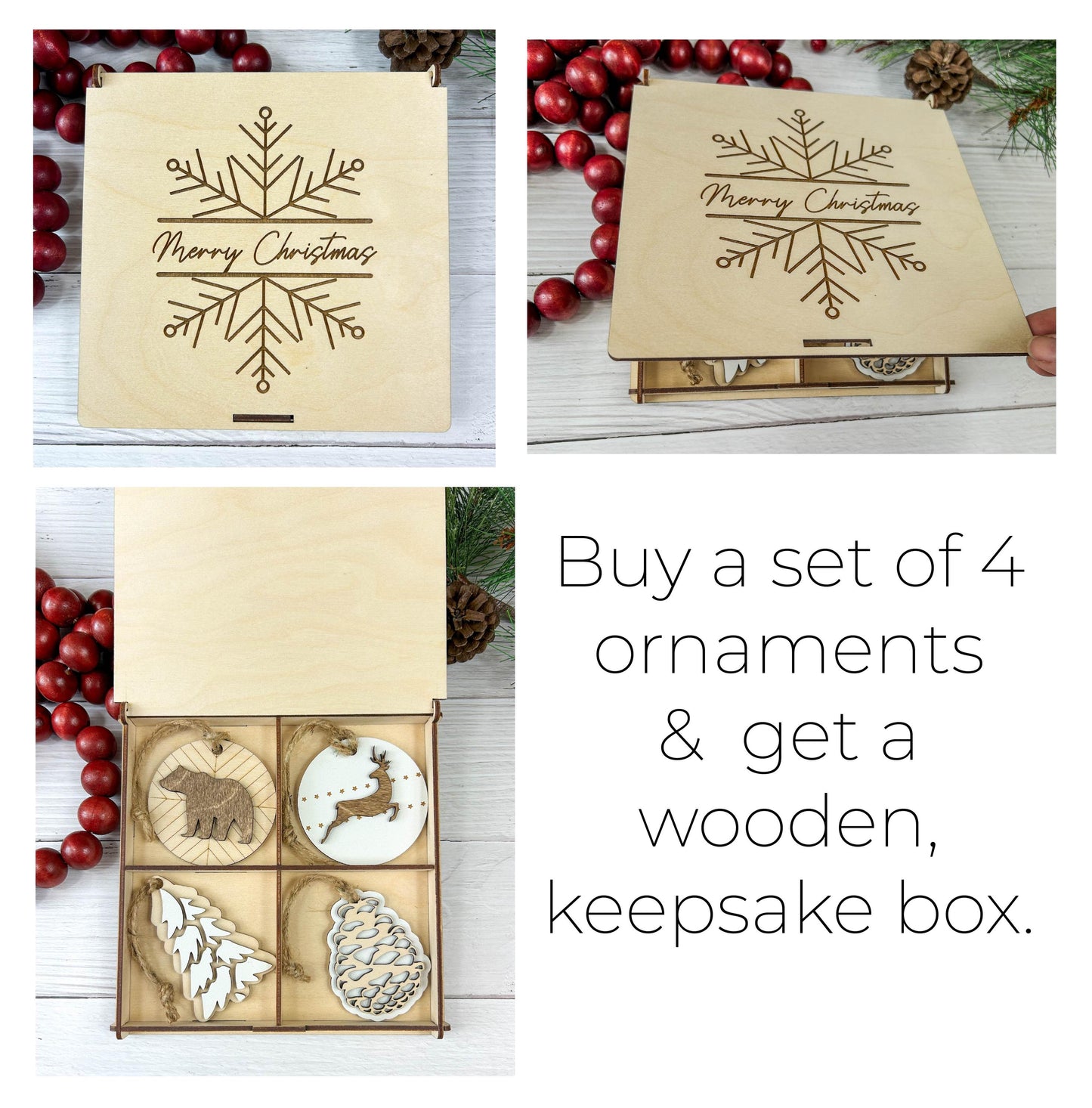 Wooden, Nature Christmas Ornaments