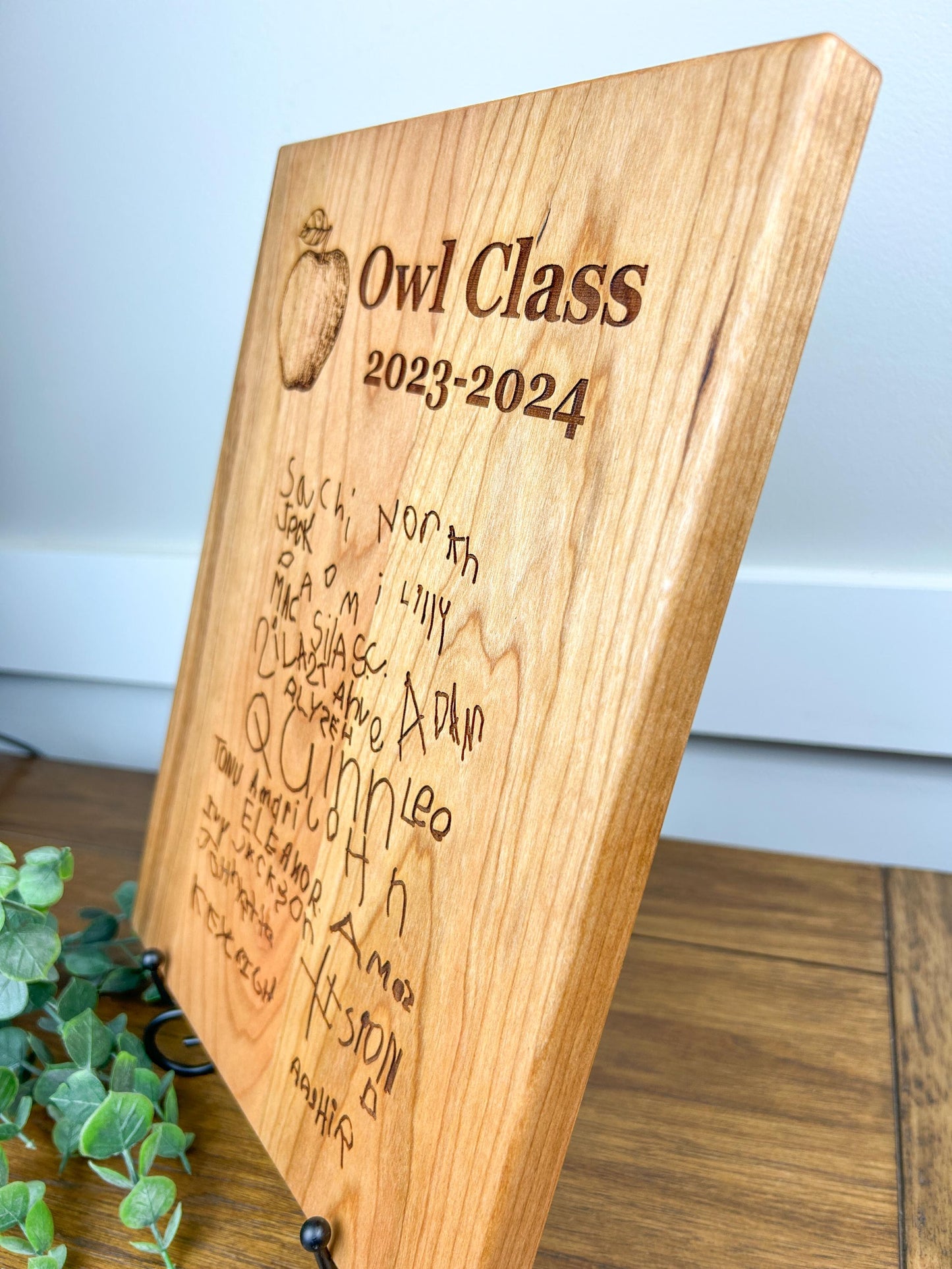 Class Gift for Teacher - Engraved Student Signatures on Wood Plaque