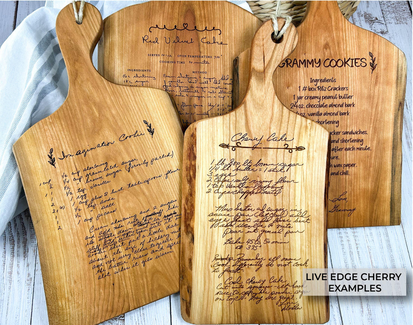 Handwritten Recipe Engraved on a Cutting Board
