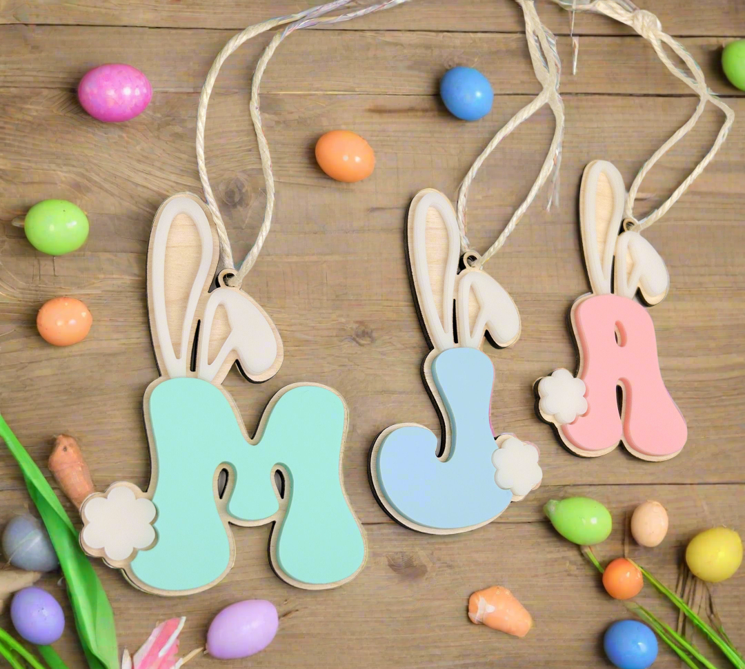 Easter Basket Tag with Personalized Initial