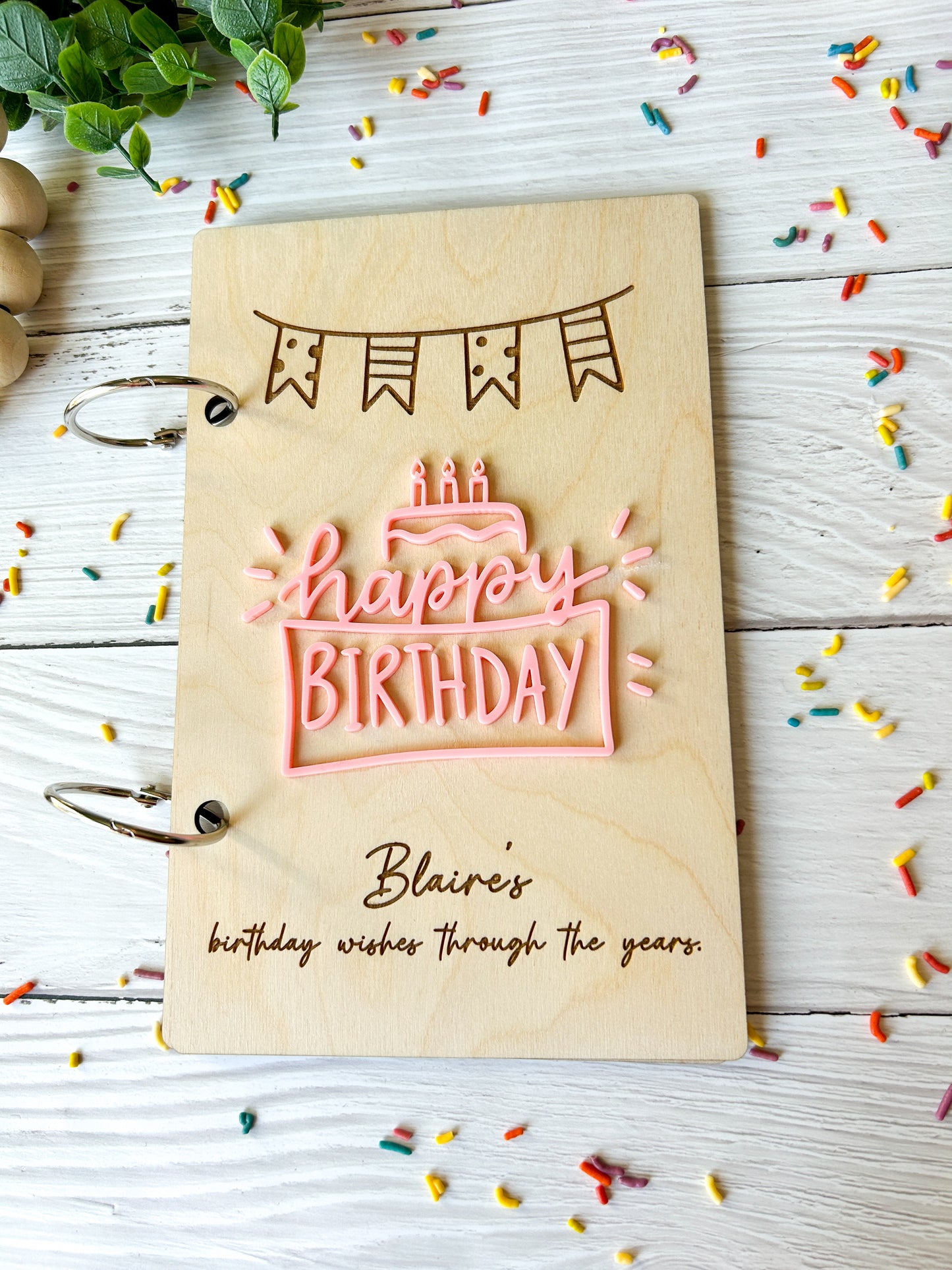 Wooden Birthday Card Keeper, Personalized Birthday Card Organizer,