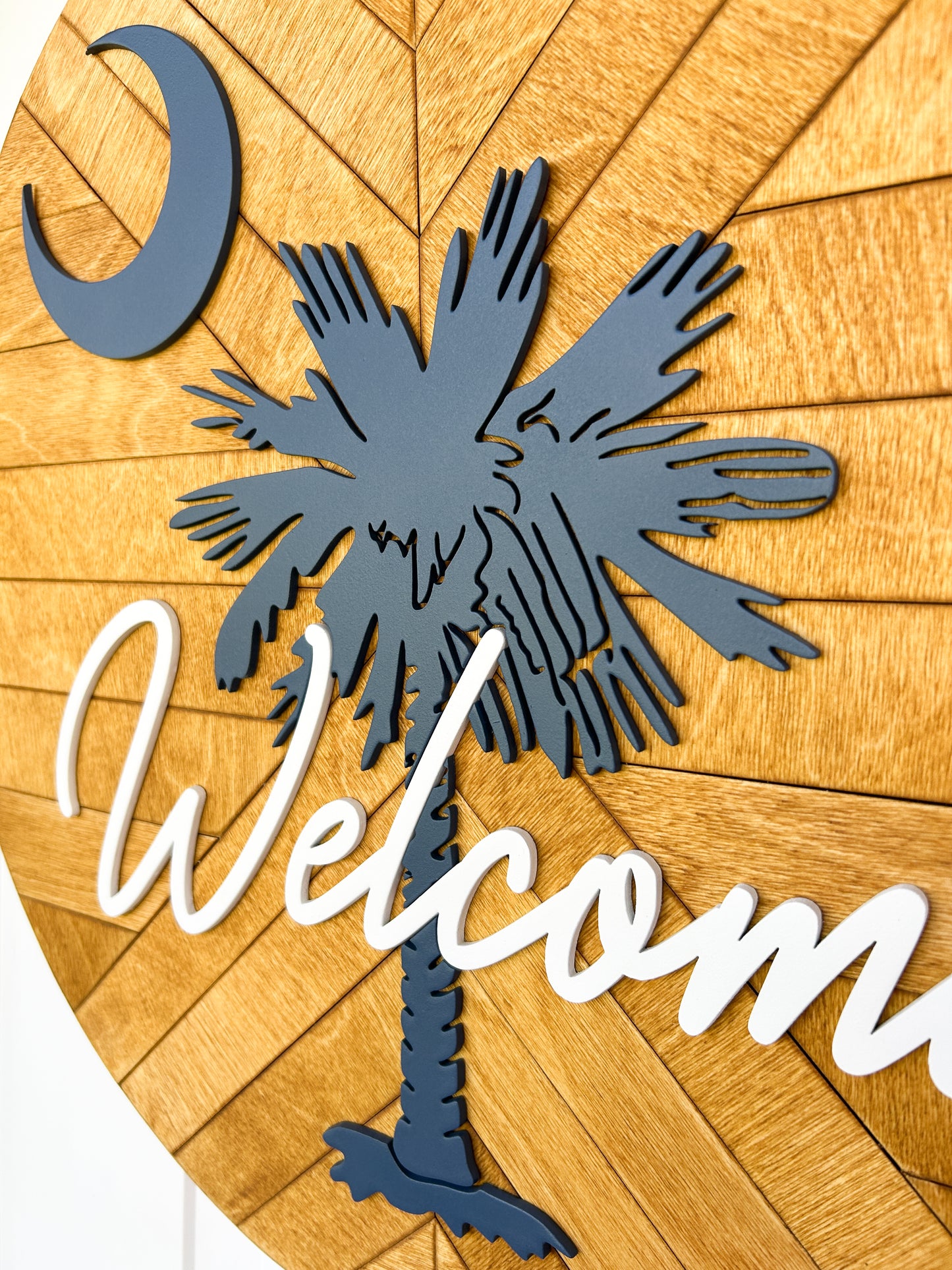 Wooden South Carolina Wreath, 3D South Carolina Welcome Sign