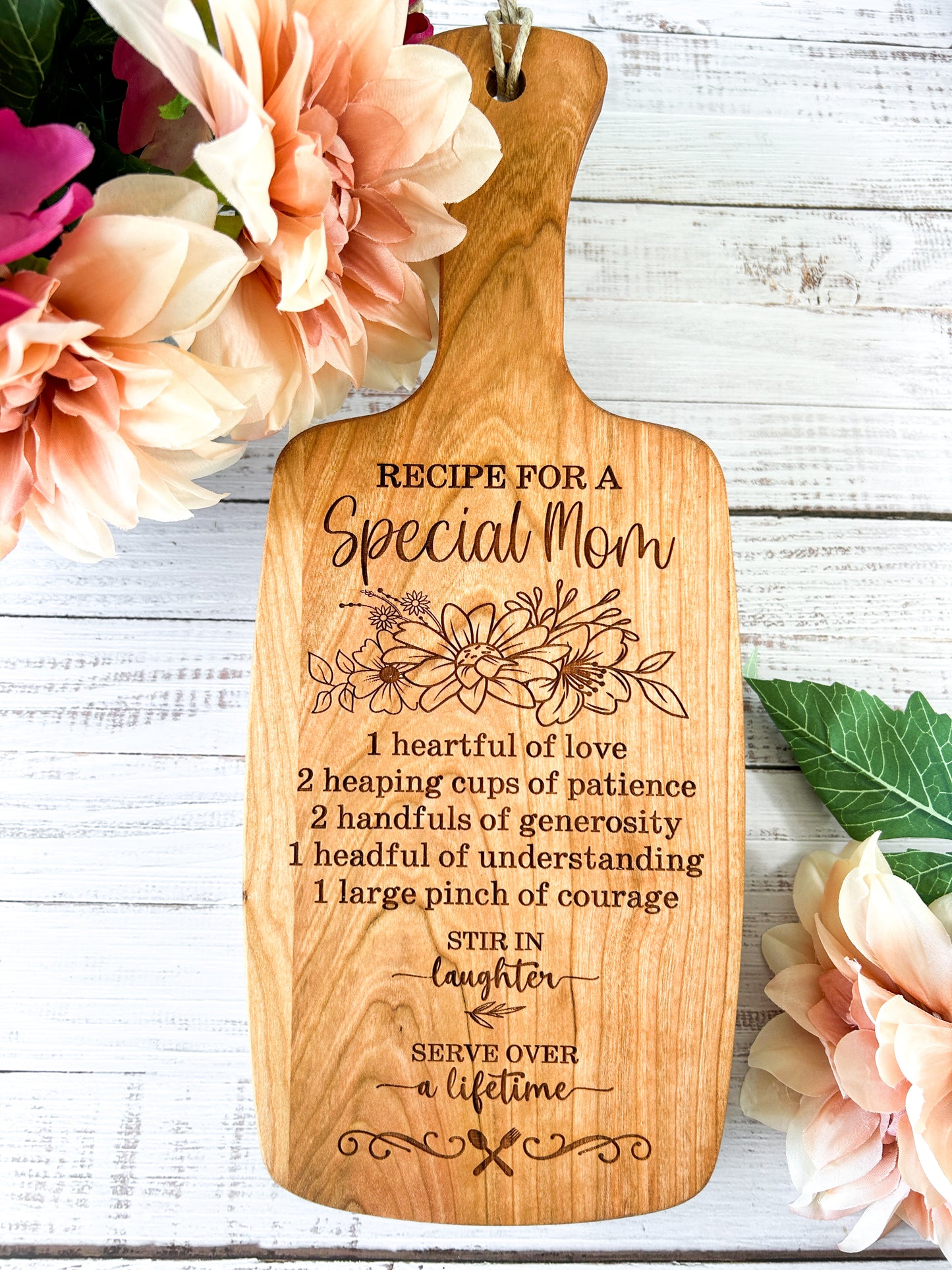 Mother's Day Cutting Board Gift, Recipe for a Special Mom Engraved on Cutting Board