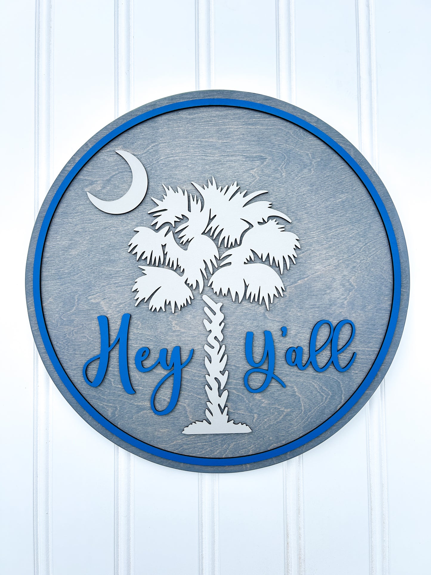 South Carolina Palmetto Moon Wooden Sign or Door Hanger