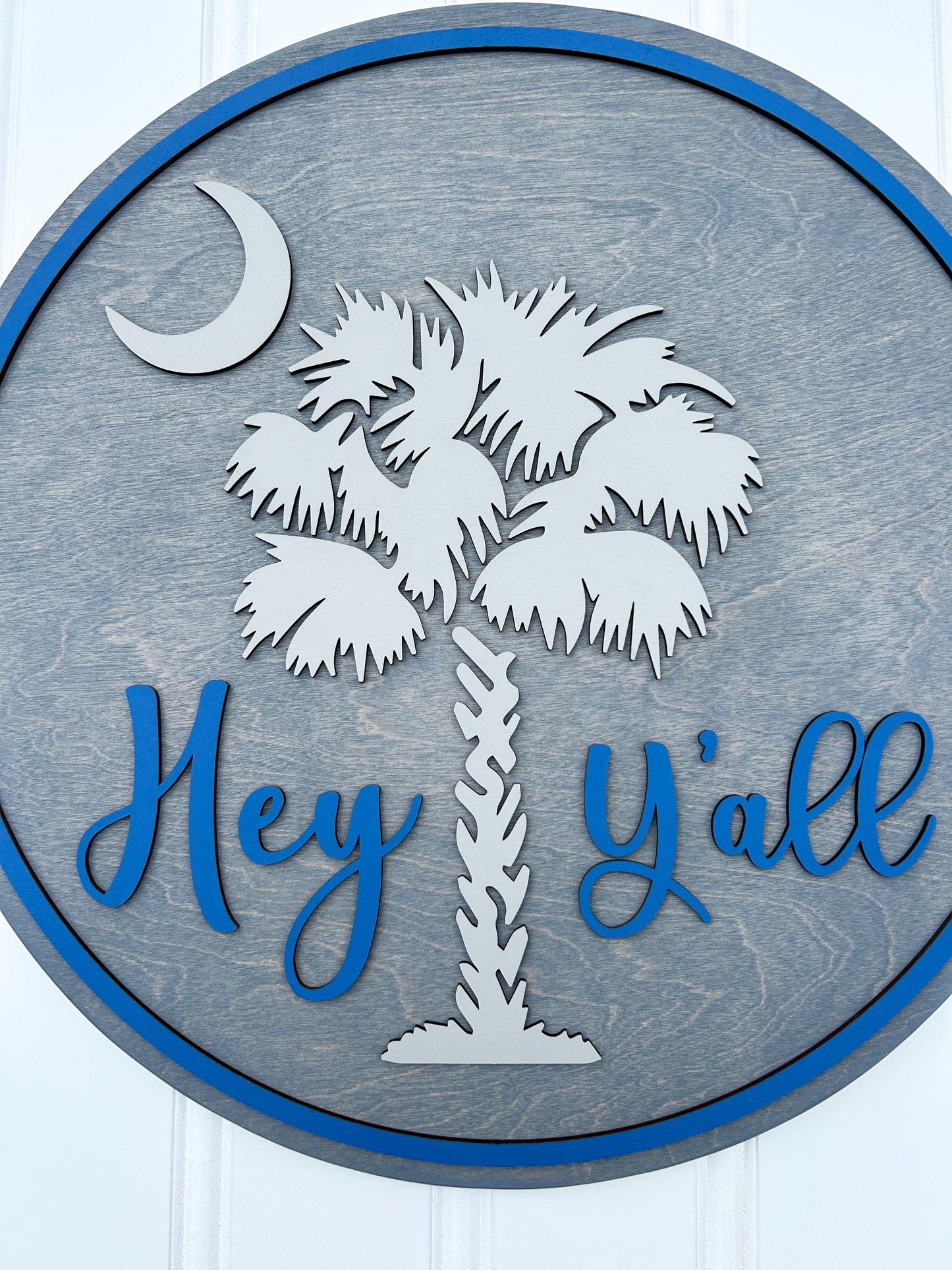 South Carolina Palmetto Moon Wooden Sign or Door Hanger