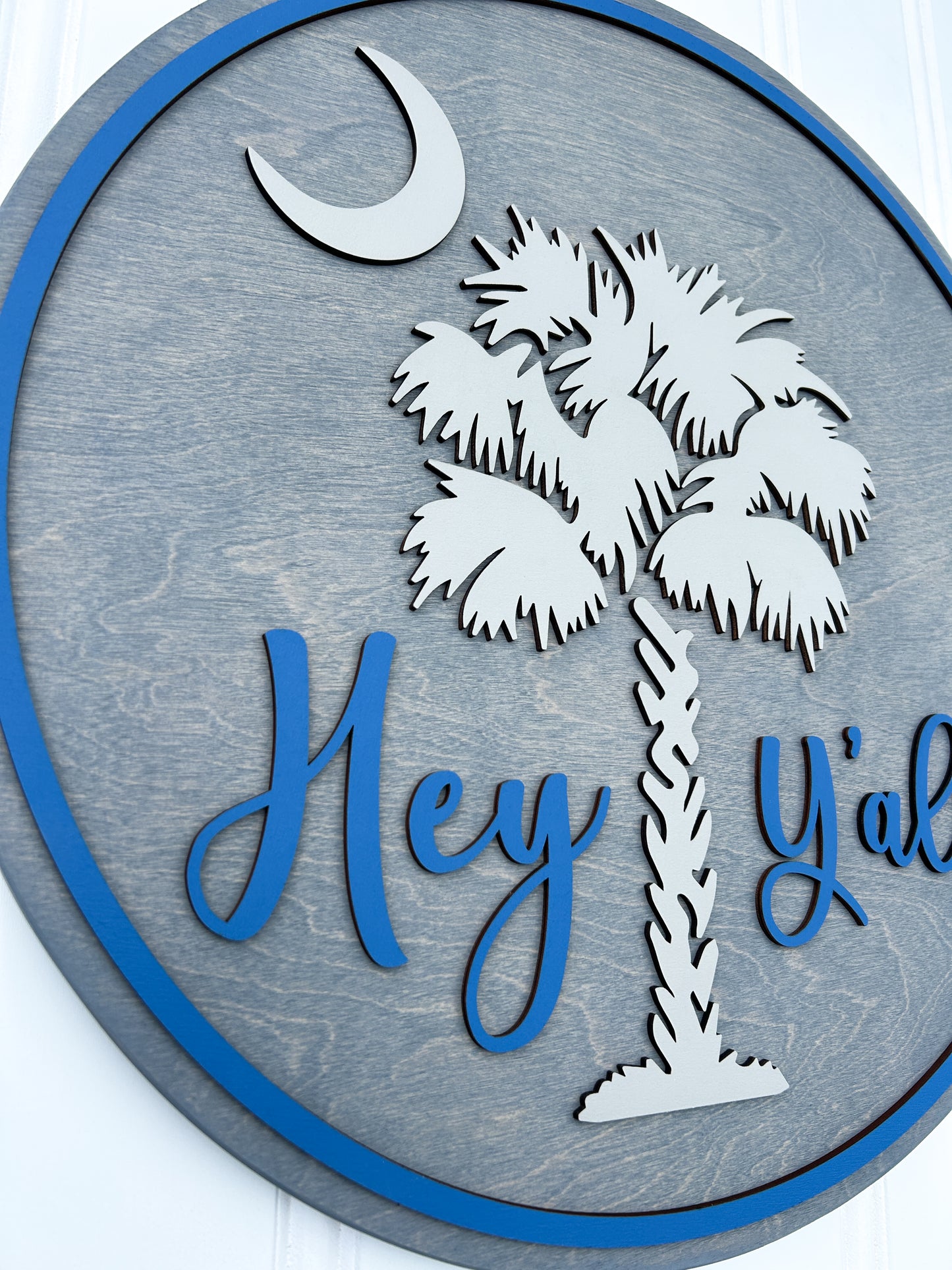 South Carolina Palmetto Moon Wooden Sign or Door Hanger