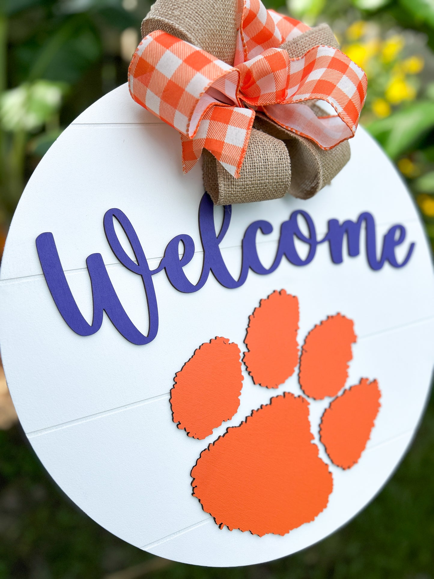 Clemson Style Wood Door Wreath