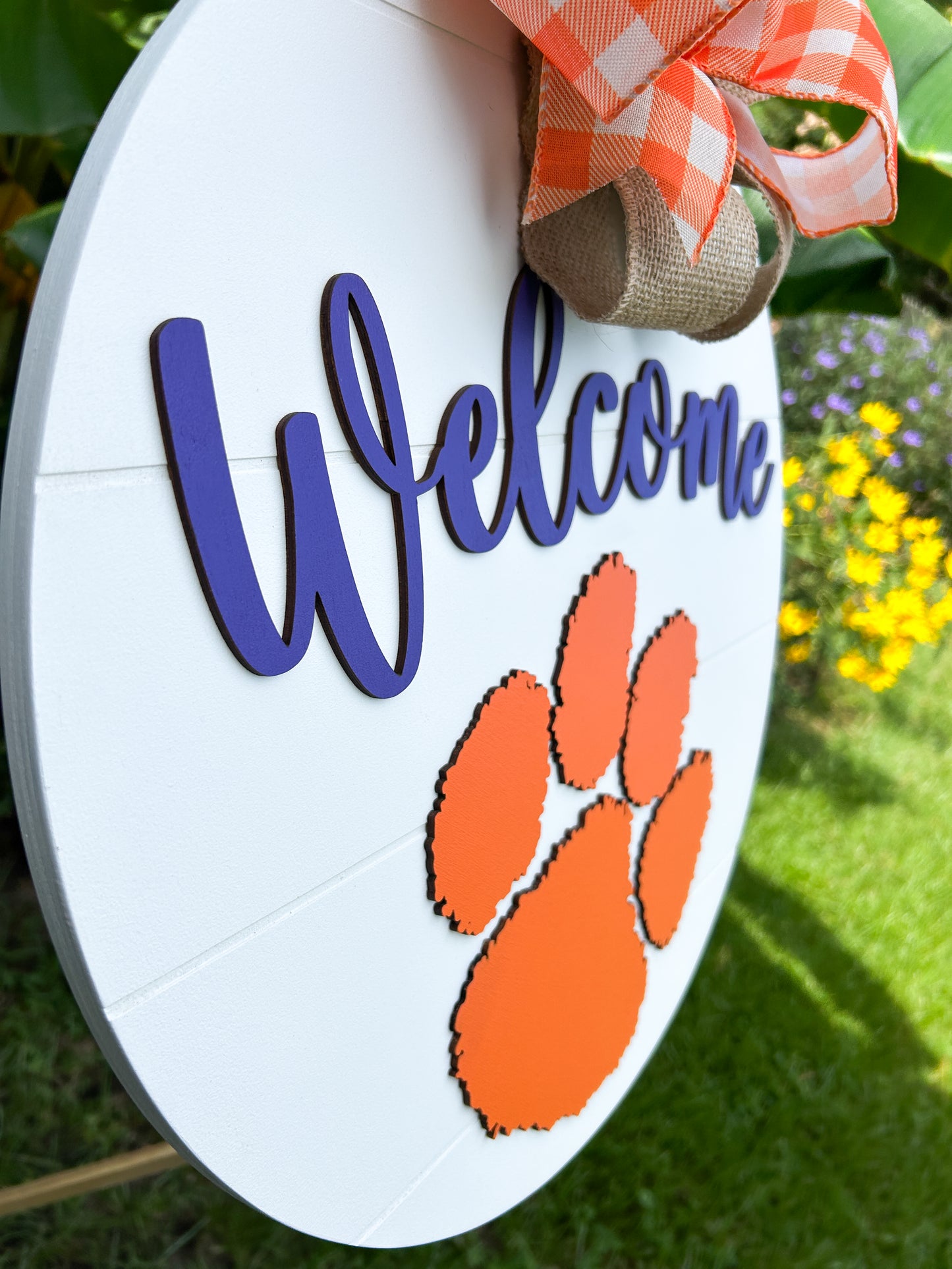 Clemson Style Wood Door Wreath