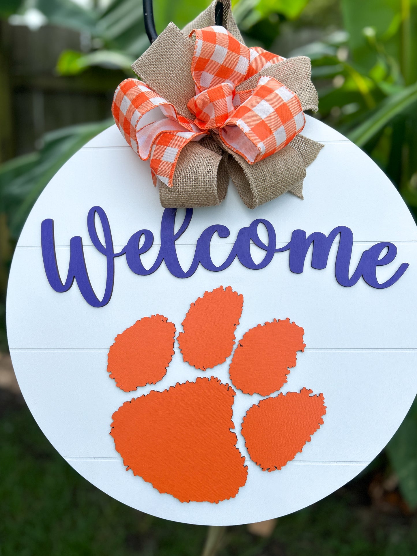 Clemson Style Wood Door Wreath