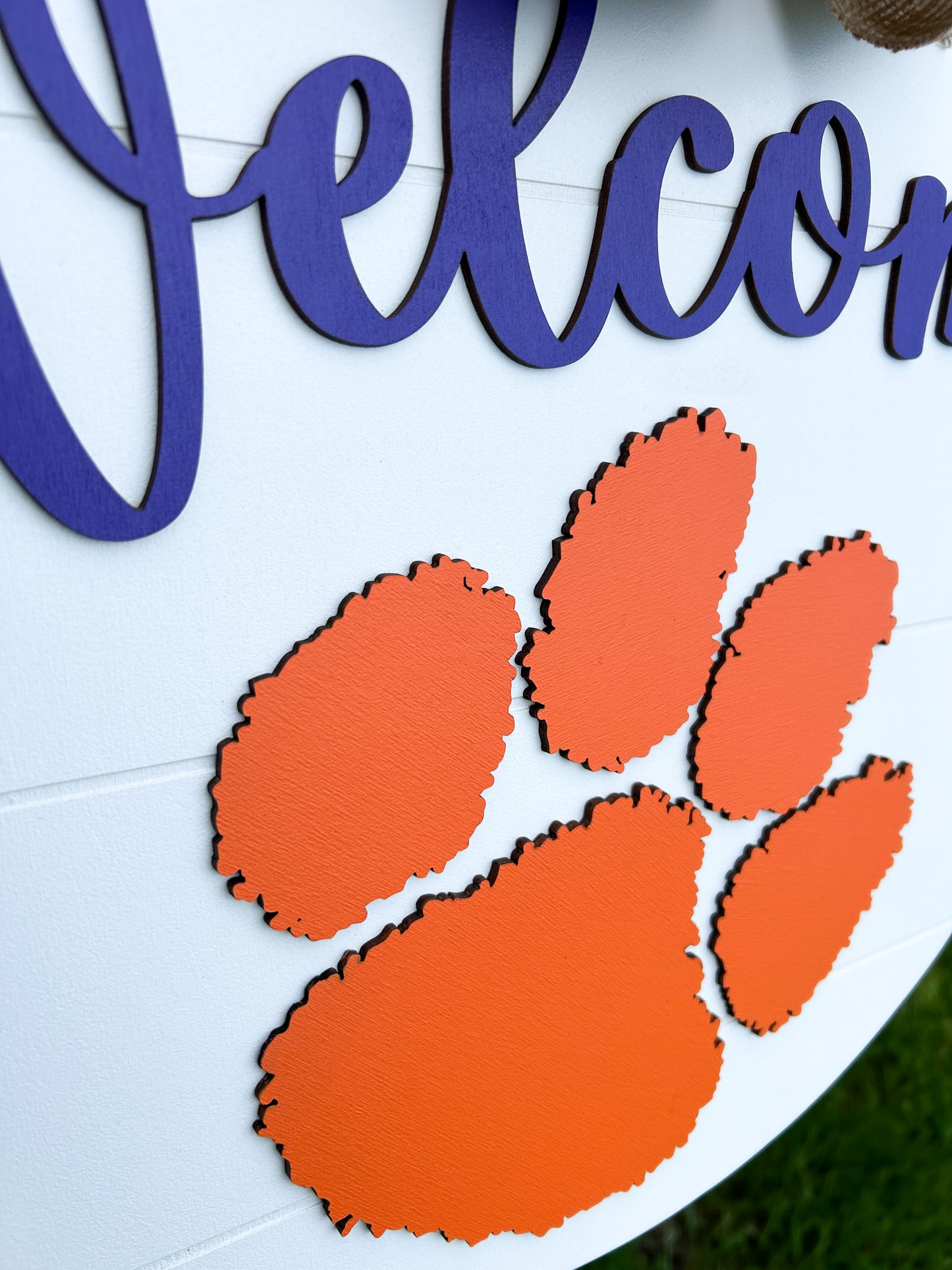 Clemson Style Wood Door Wreath