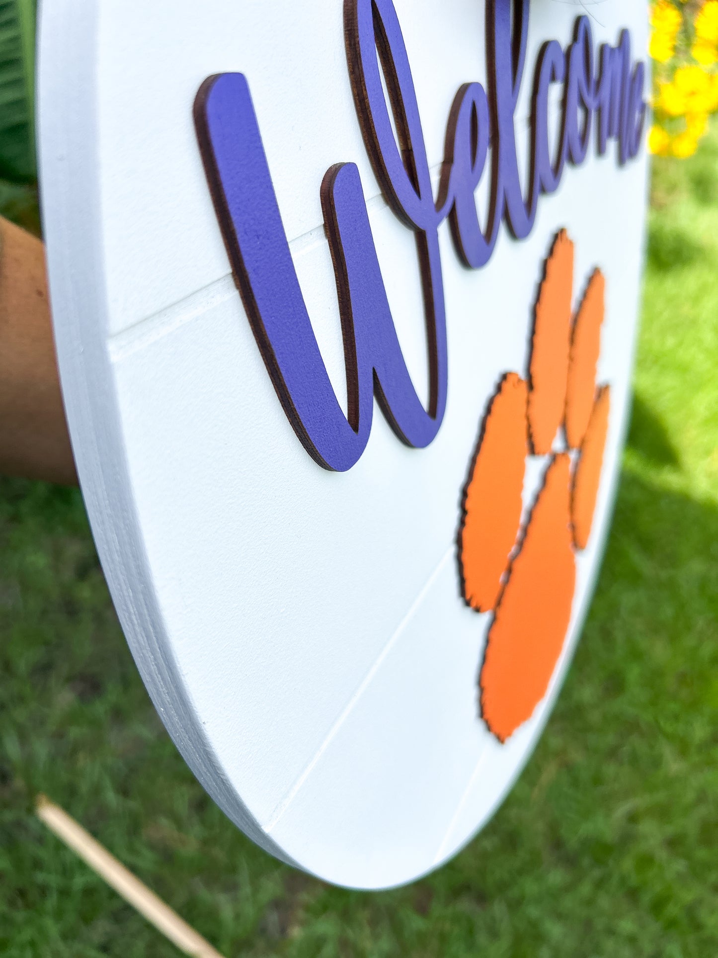 Clemson Style Wood Door Wreath