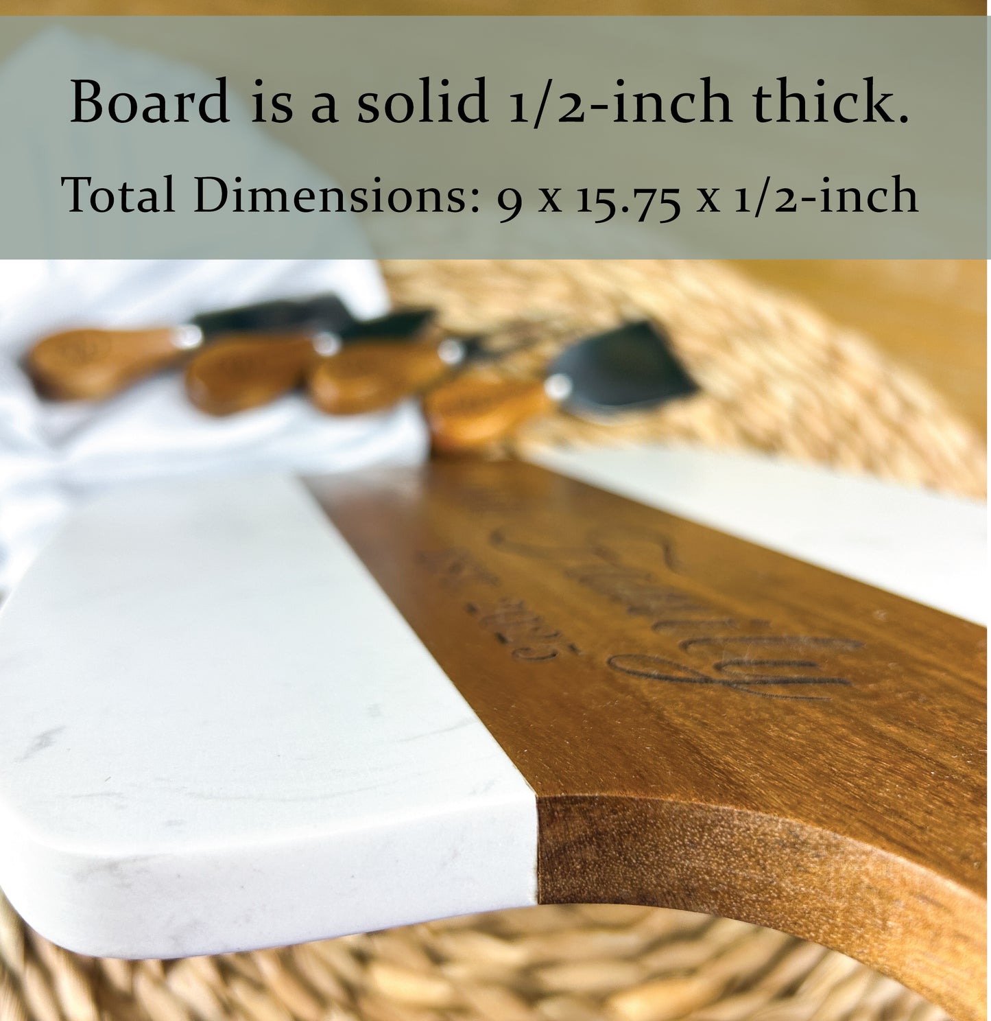 Personalized Charcuterie Board Set | Marble and Wood Serving Board