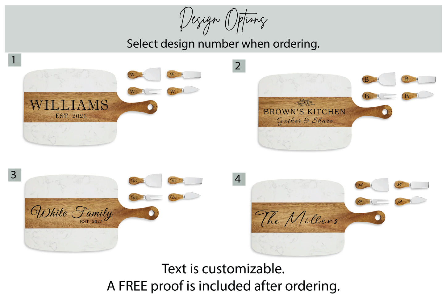 Personalized Charcuterie Board Set | Marble and Wood Serving Board