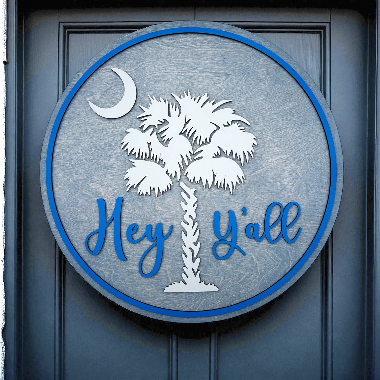 South Carolina Palmetto Moon Wooden Sign or Door Hanger