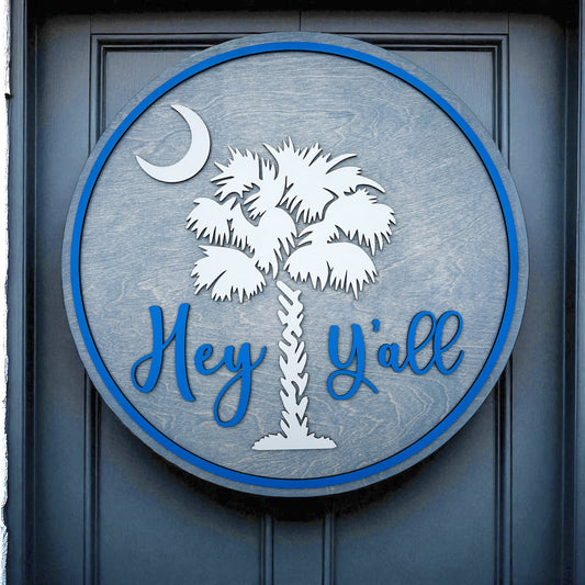 South Carolina Palmetto Moon Wooden Sign or Door Hanger