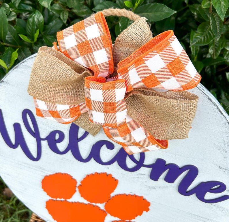 Clemson Style Wood Door Wreath