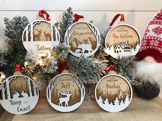 Nature and Winter Themed Personalized Christmas Ornaments