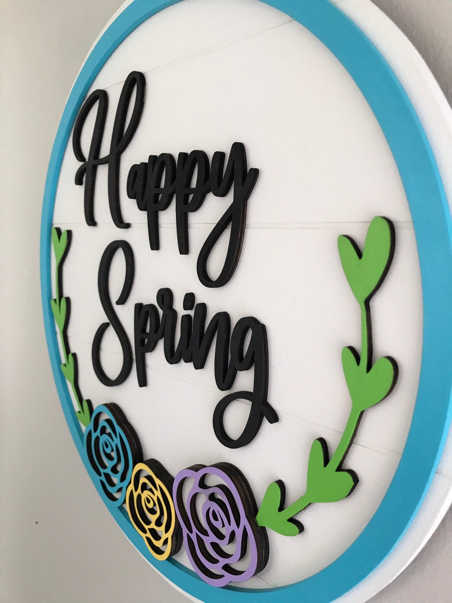 Happy Spring Wood Door Hanger