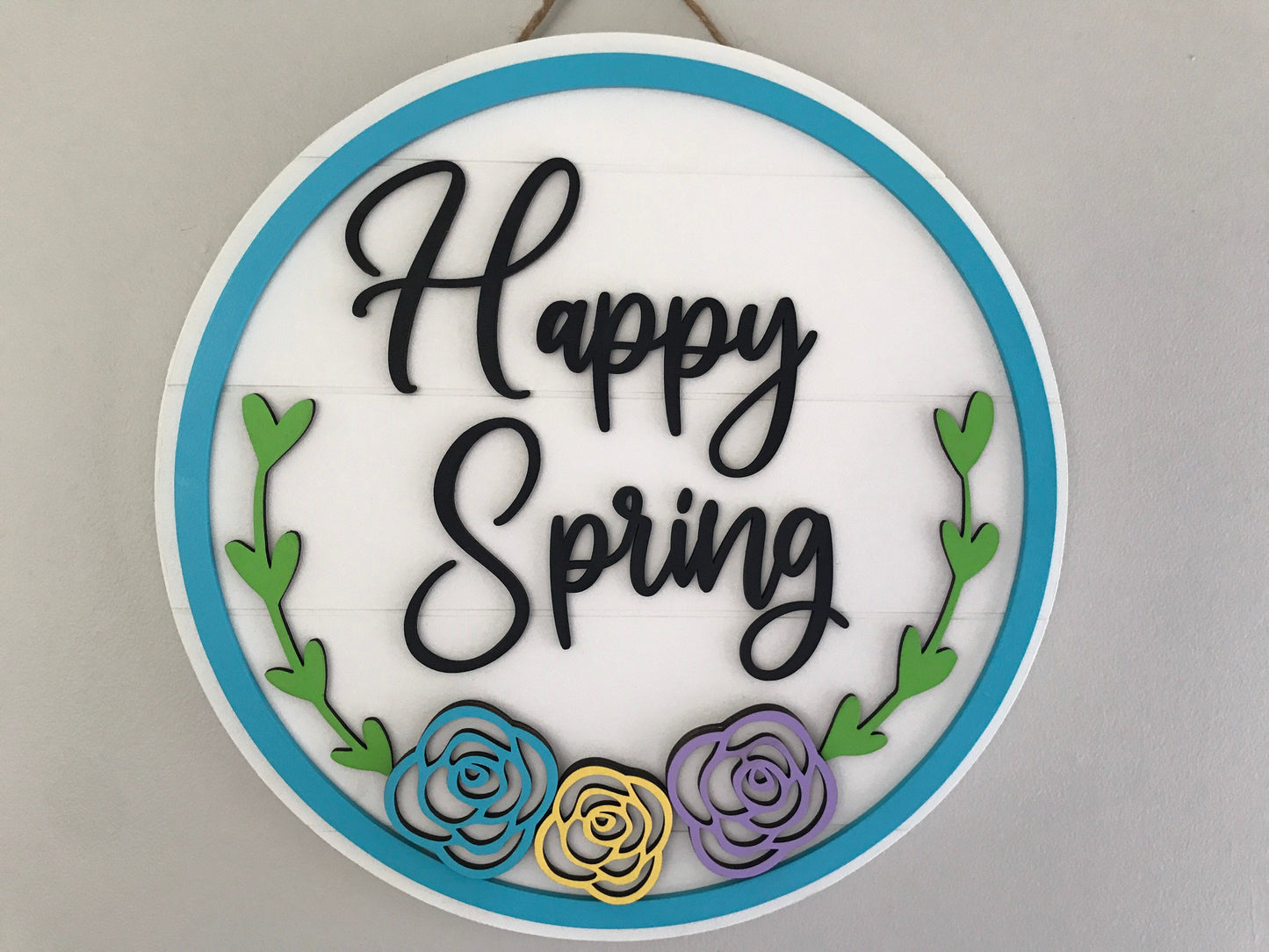 Happy Spring Wood Door Hanger