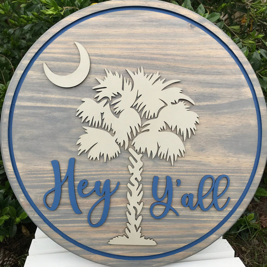 South Carolina Palmetto Moon Wooden Sign or Door Hanger