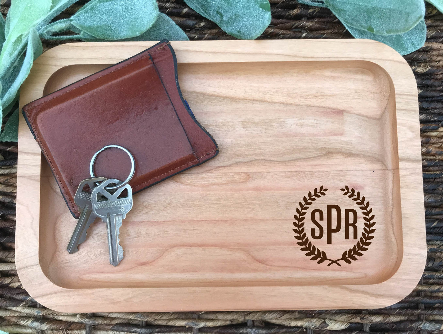 Personalized Wood Catch-All Valet Tray, Custom Engraved, Father's Day Gift, Gift for Dad