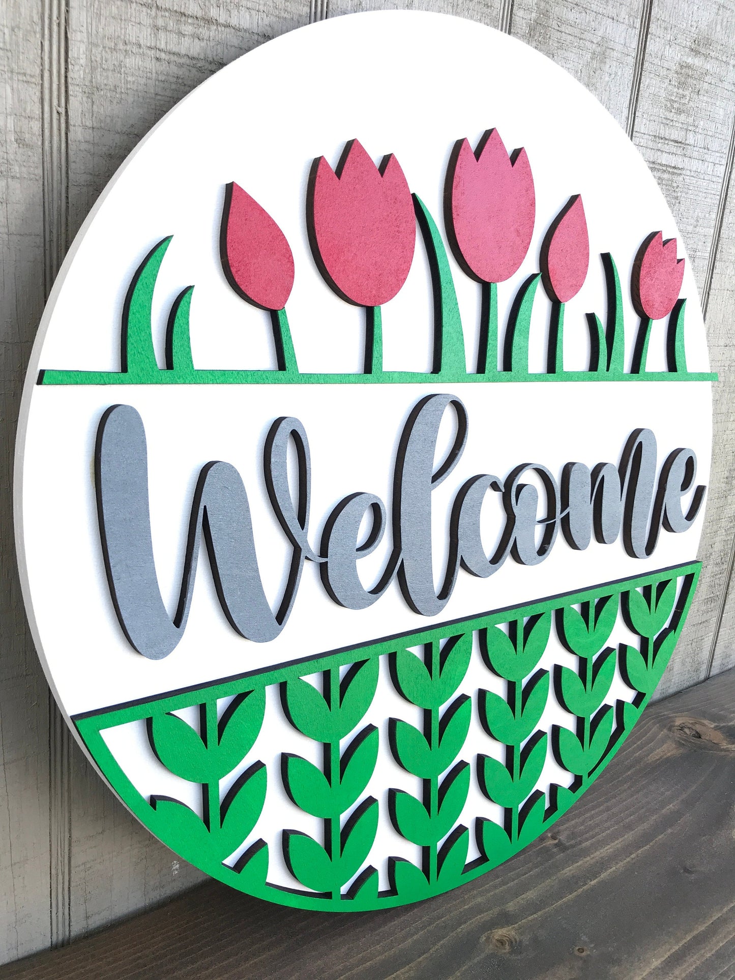 Tulip Flowers Spring Door Hanger, Custom Colors