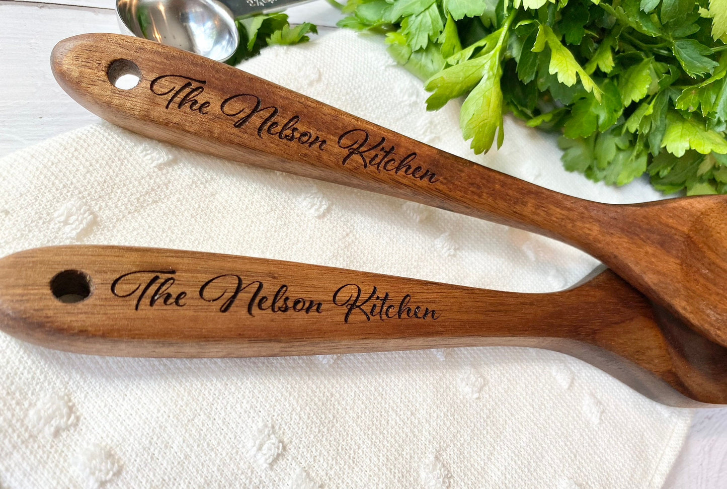 Engraved Wooden Spoon & Turner Set