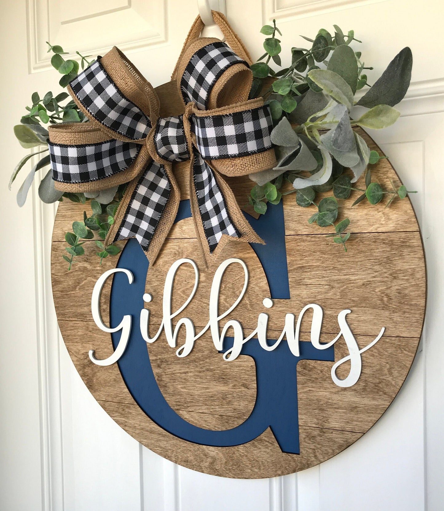 Last Name Door Hanger, Initial Door Wreath