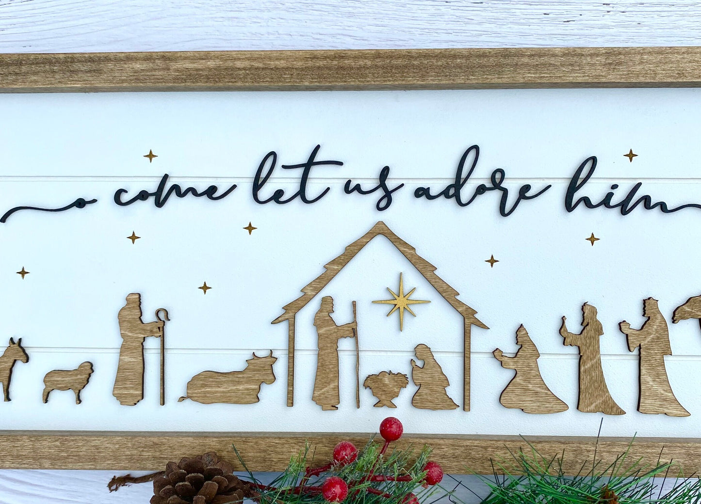 Nativity Scene Wood Sign