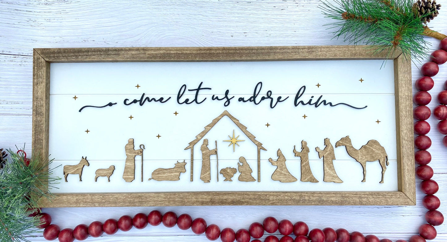 Nativity Scene Wood Sign