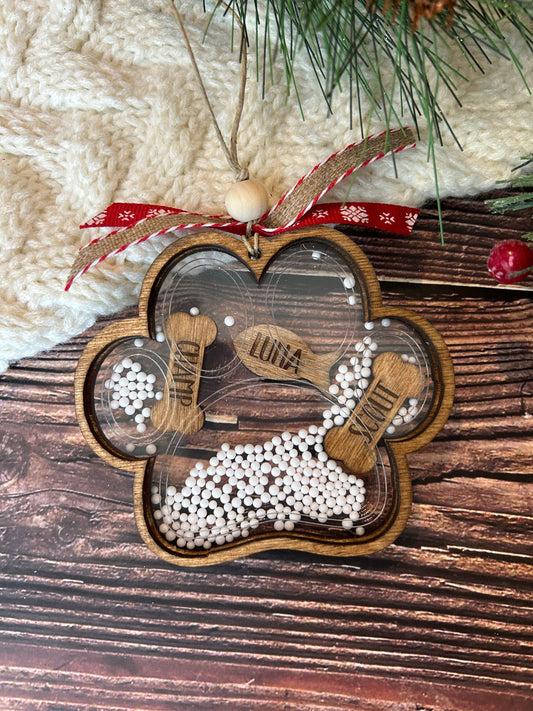 Personalized Pet Ornament, Shaker Ornament with Custom Pet Names