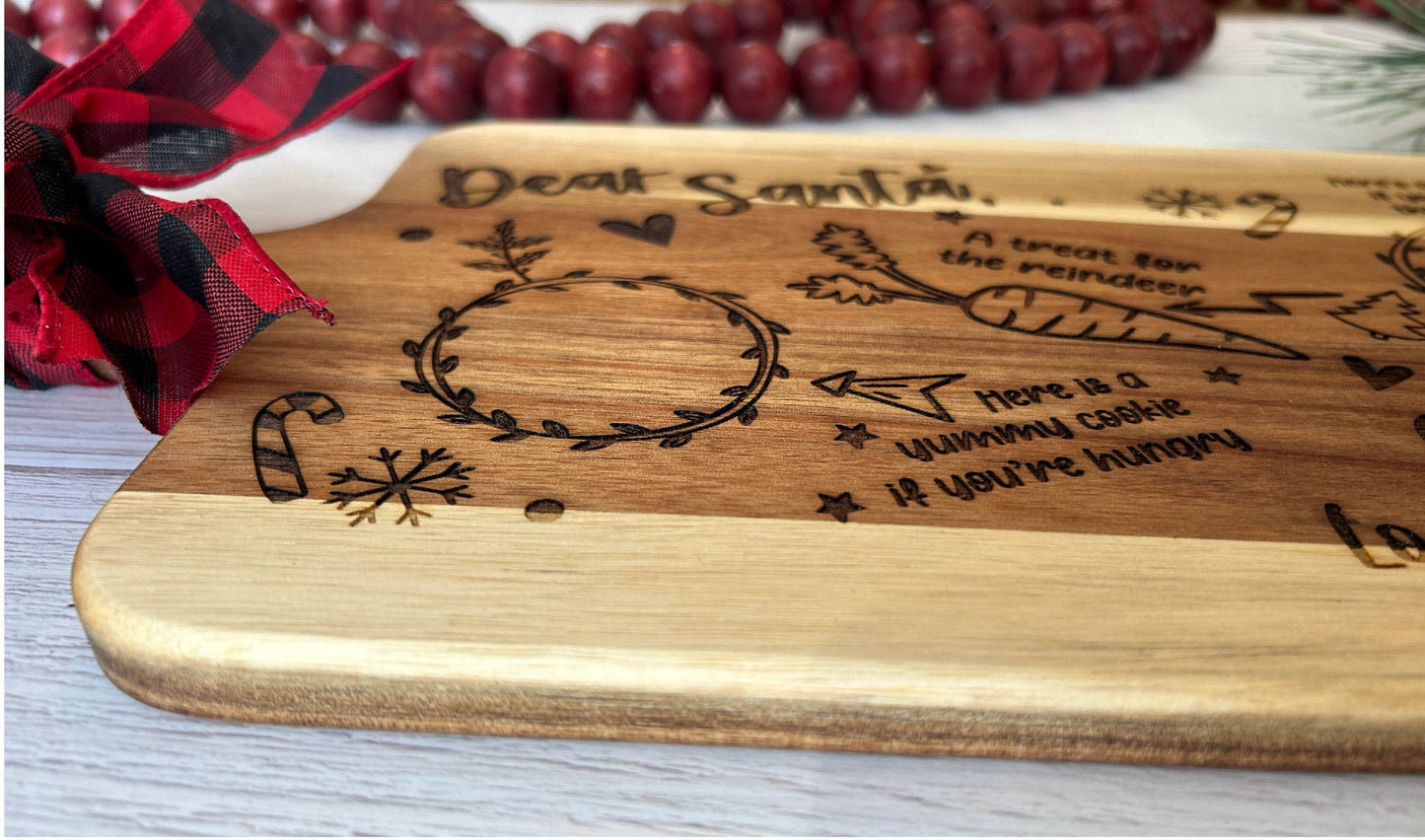 Personalized Santa Cookie Plate, Santa Milk & Cookie Cutting Board