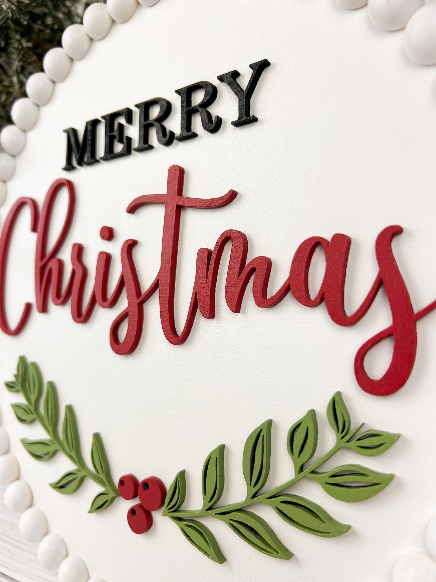 Beaded Merry Christmas Sign