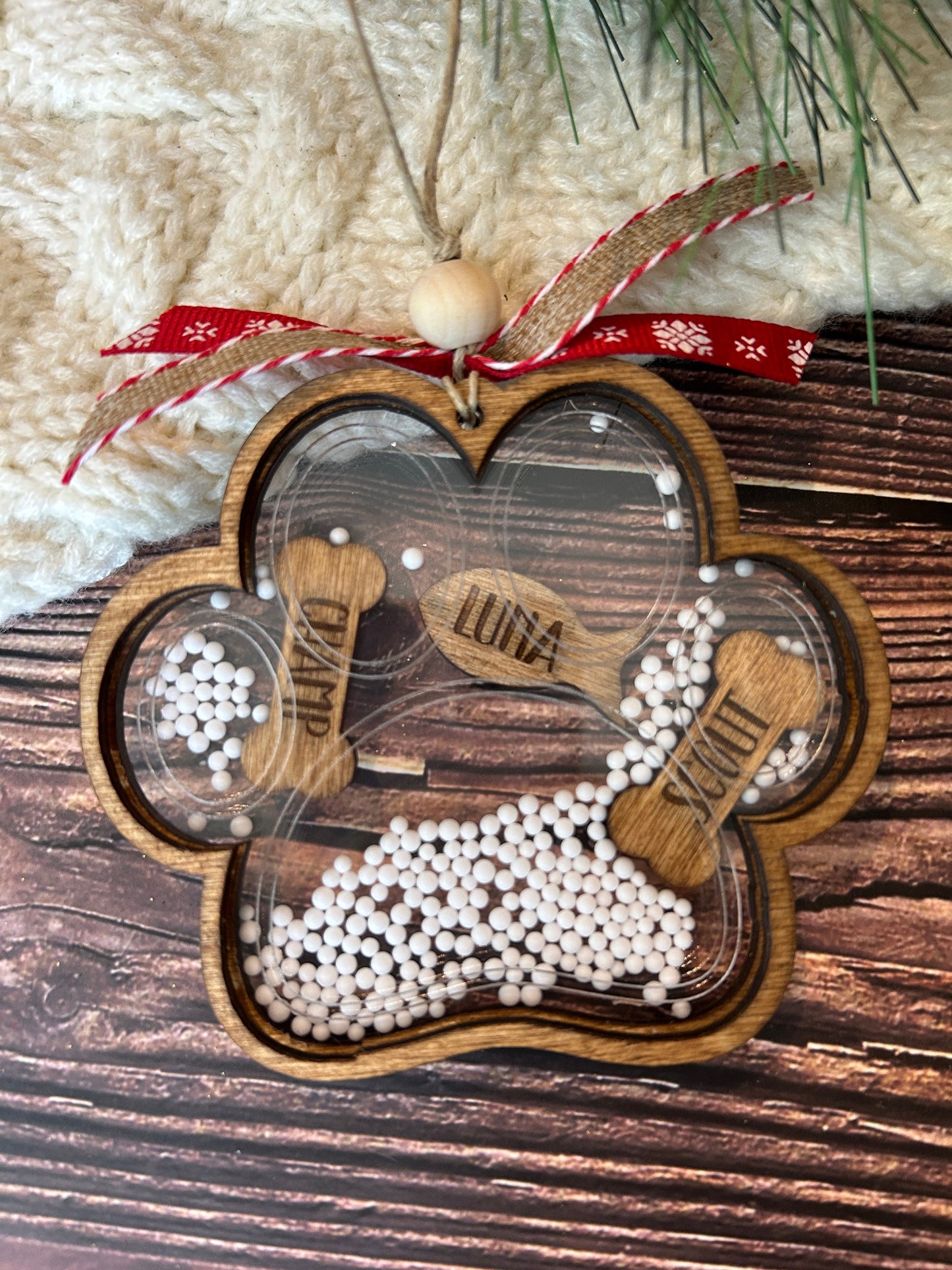 Personalized Pet Ornament, Shaker Ornament with Custom Pet Names