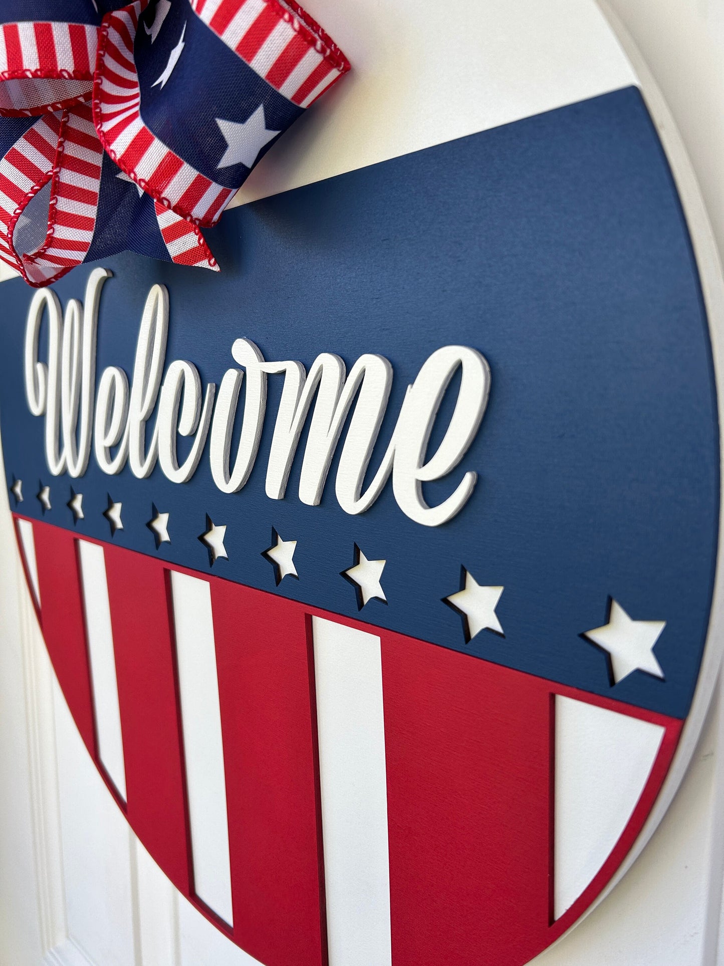 American Flag Wooden Door Hanger