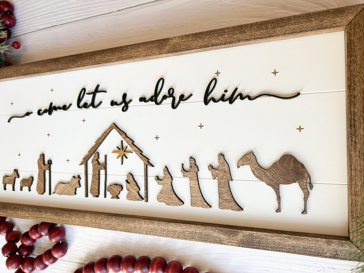 Nativity Scene Wood Sign